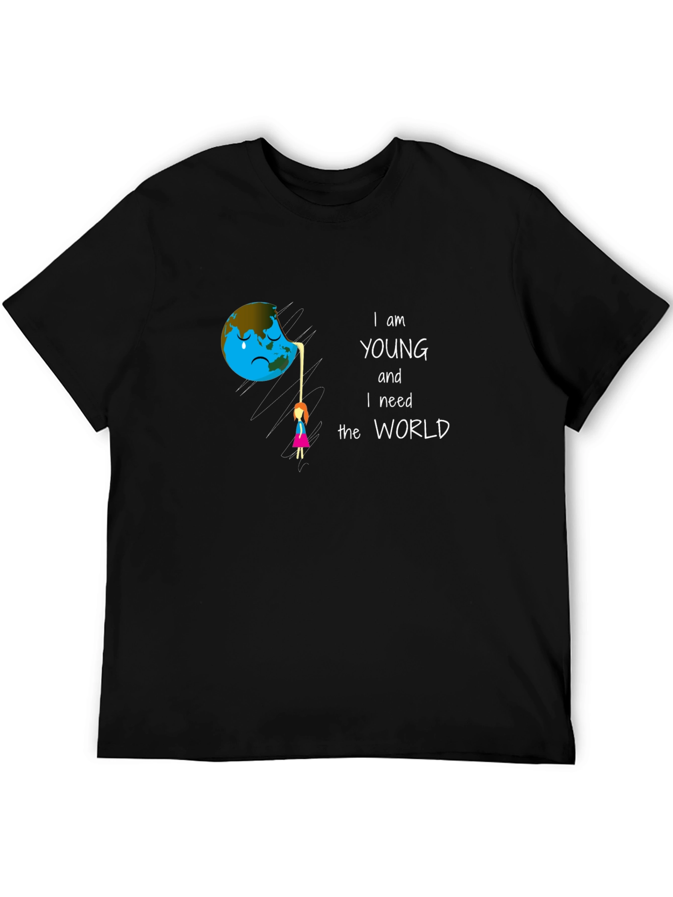 Black Eco-Conscious Graphic Tee: Save the World view 5
