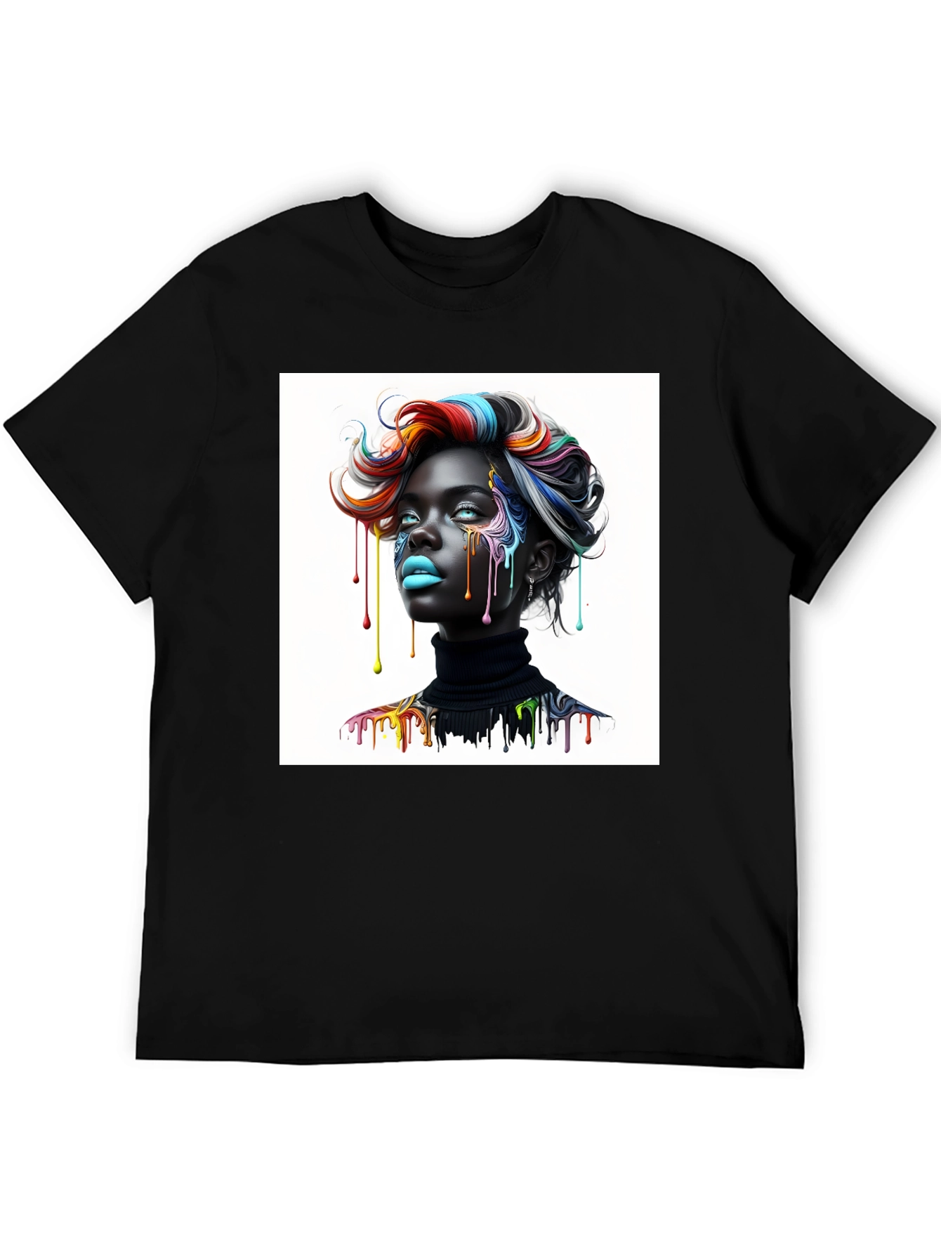 Black Artistic Woman Graphic Tee - Black view 5