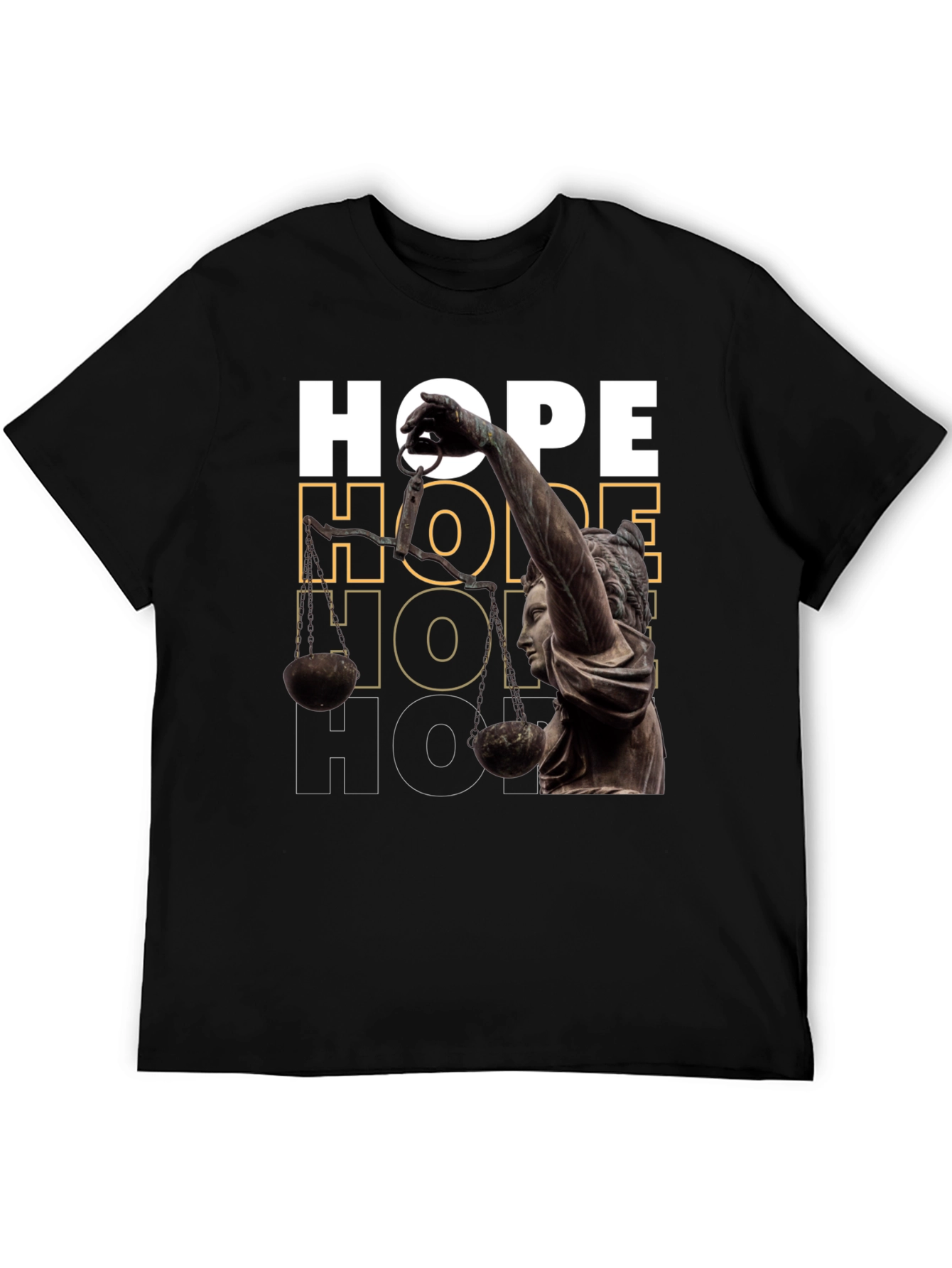 Black Hope Justice T-Shirt - Black Graphic Tee view 5