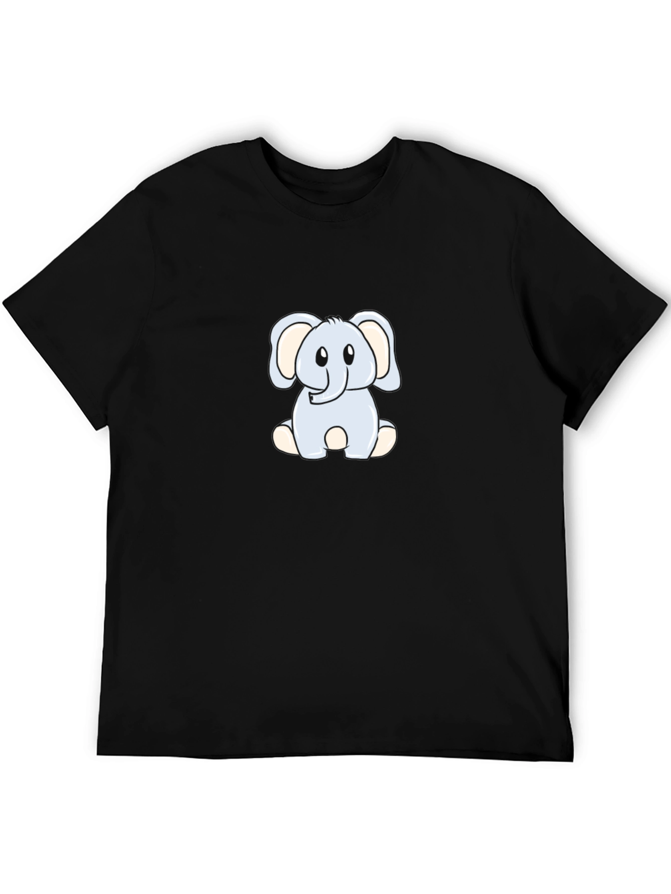 Black Cute Elephant Graphic Tee - Black Cotton Shirt view 5