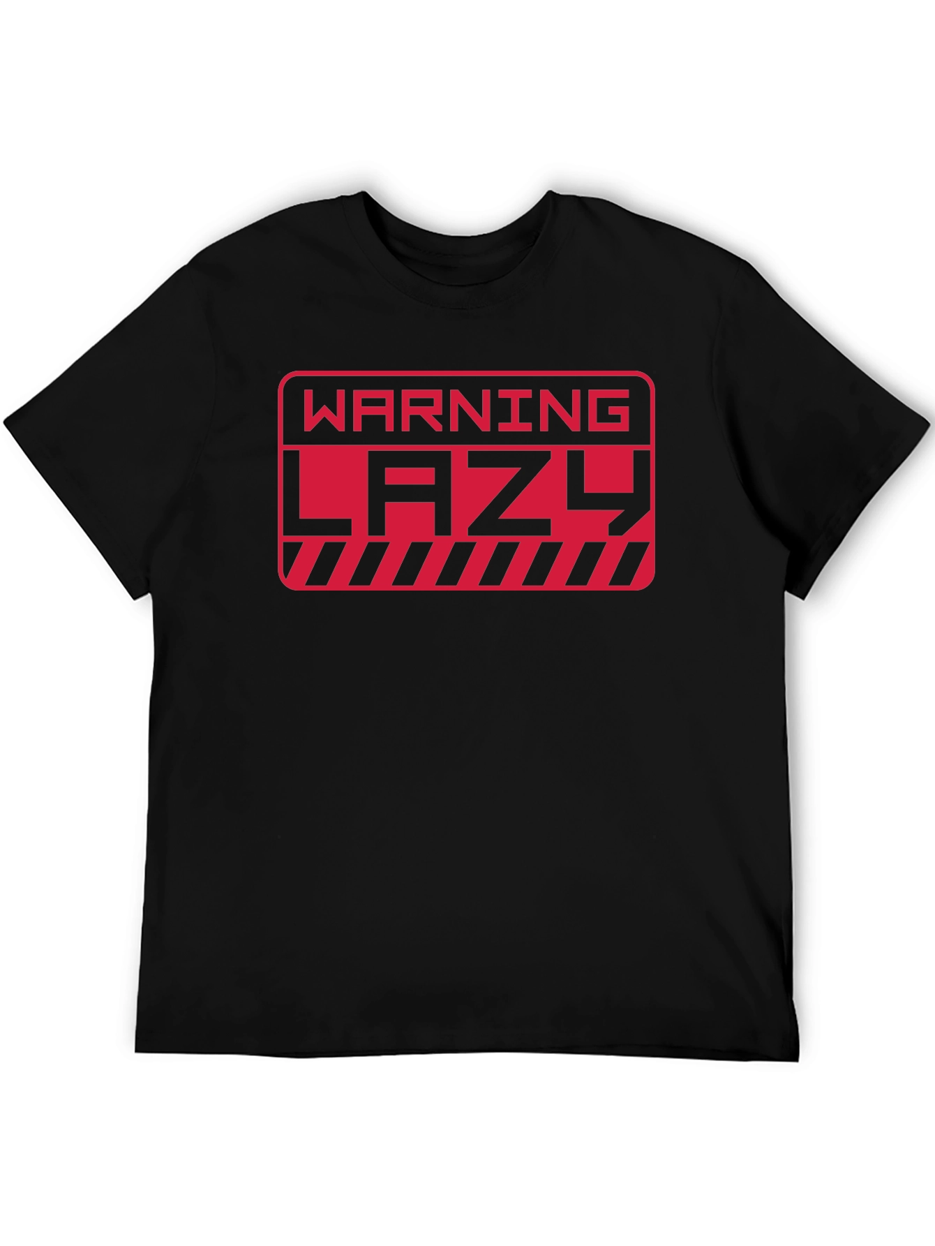 Black Warning Lazy Graphic Print Crew Neck T-Shirt view 5
