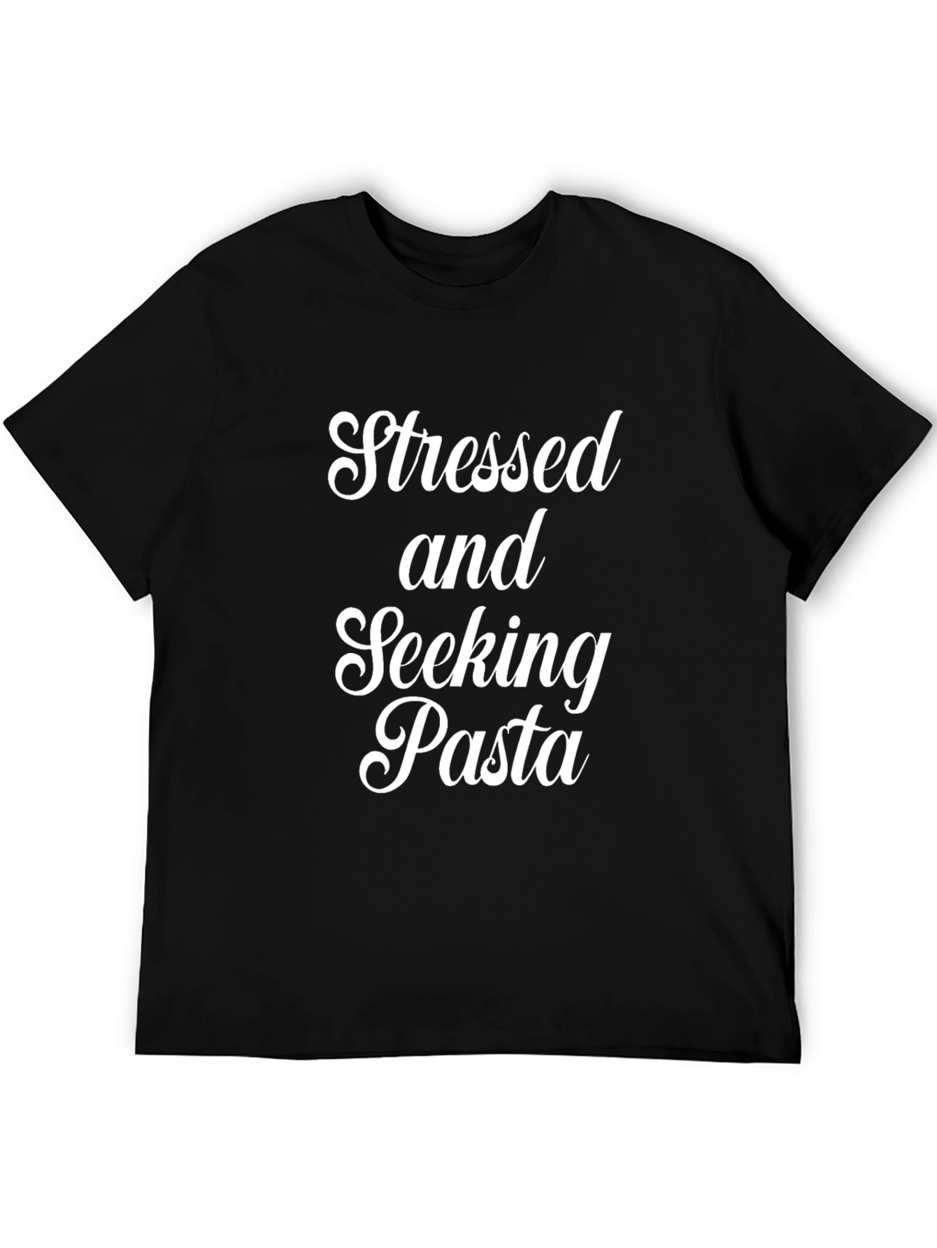 Black Stressed and Seeking Pasta T-Shirt view 5