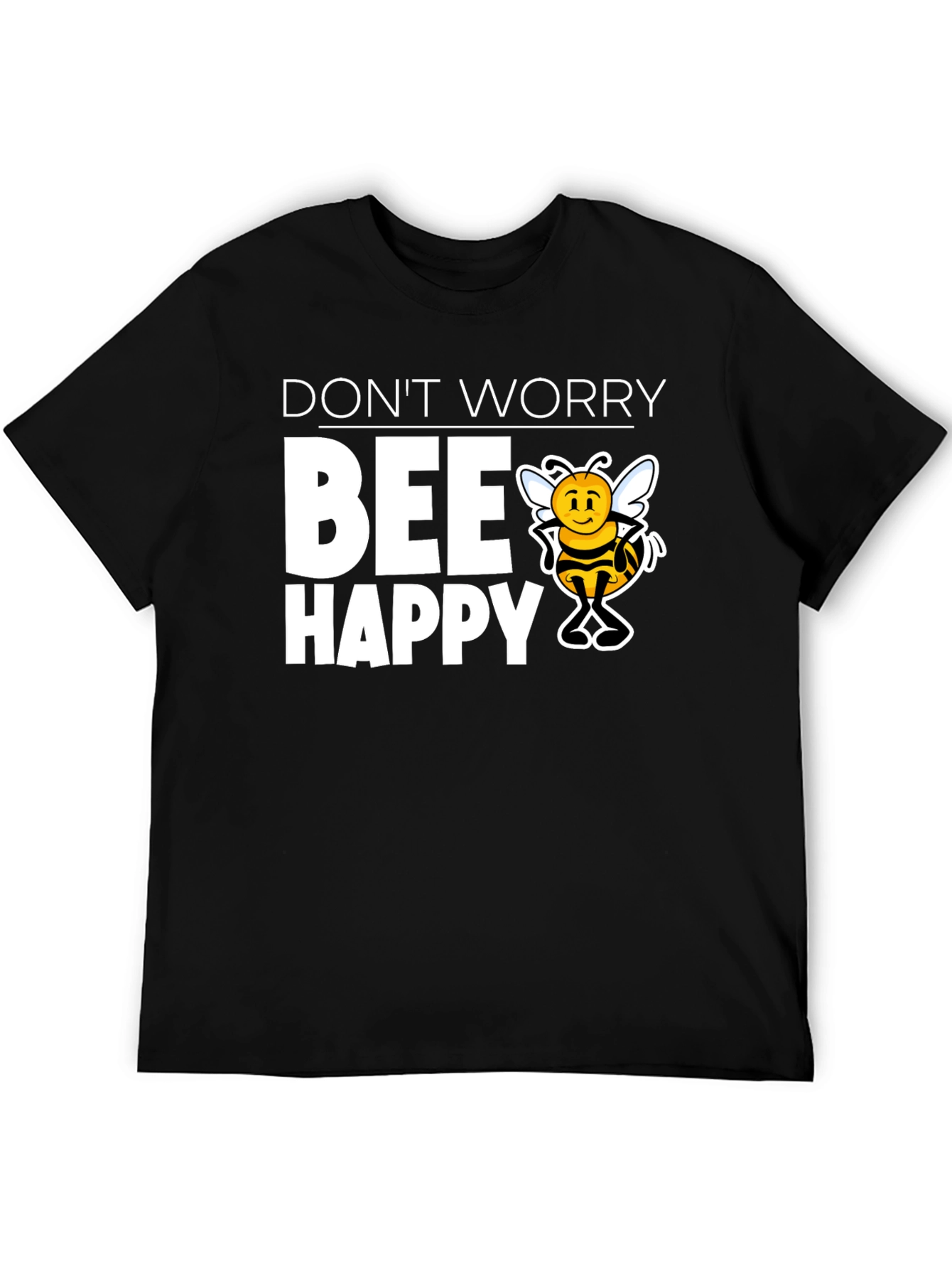 Black Don't Worry BEE Happy Graphic T-Shirt view 5