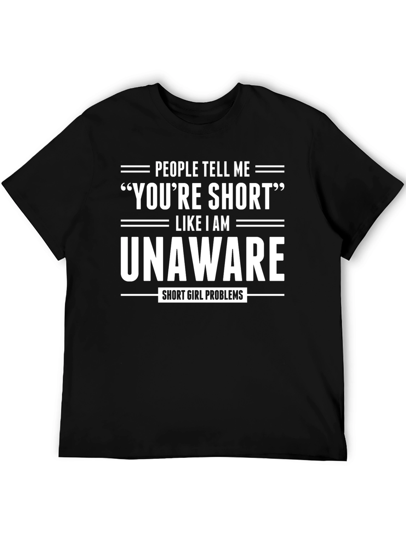 Black Funny "You're Short" Graphic T-Shirt view 5