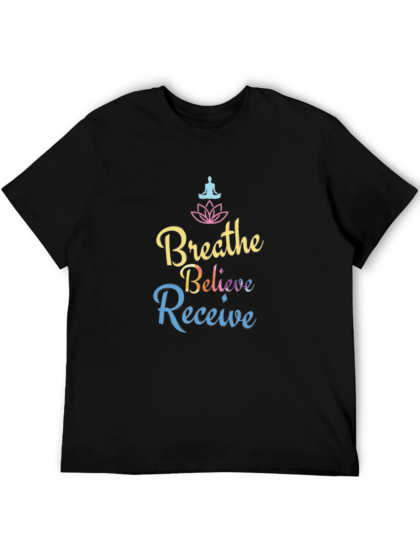 Black Breathe Believe Receive Graphic Tee - Yoga Shirt view 5