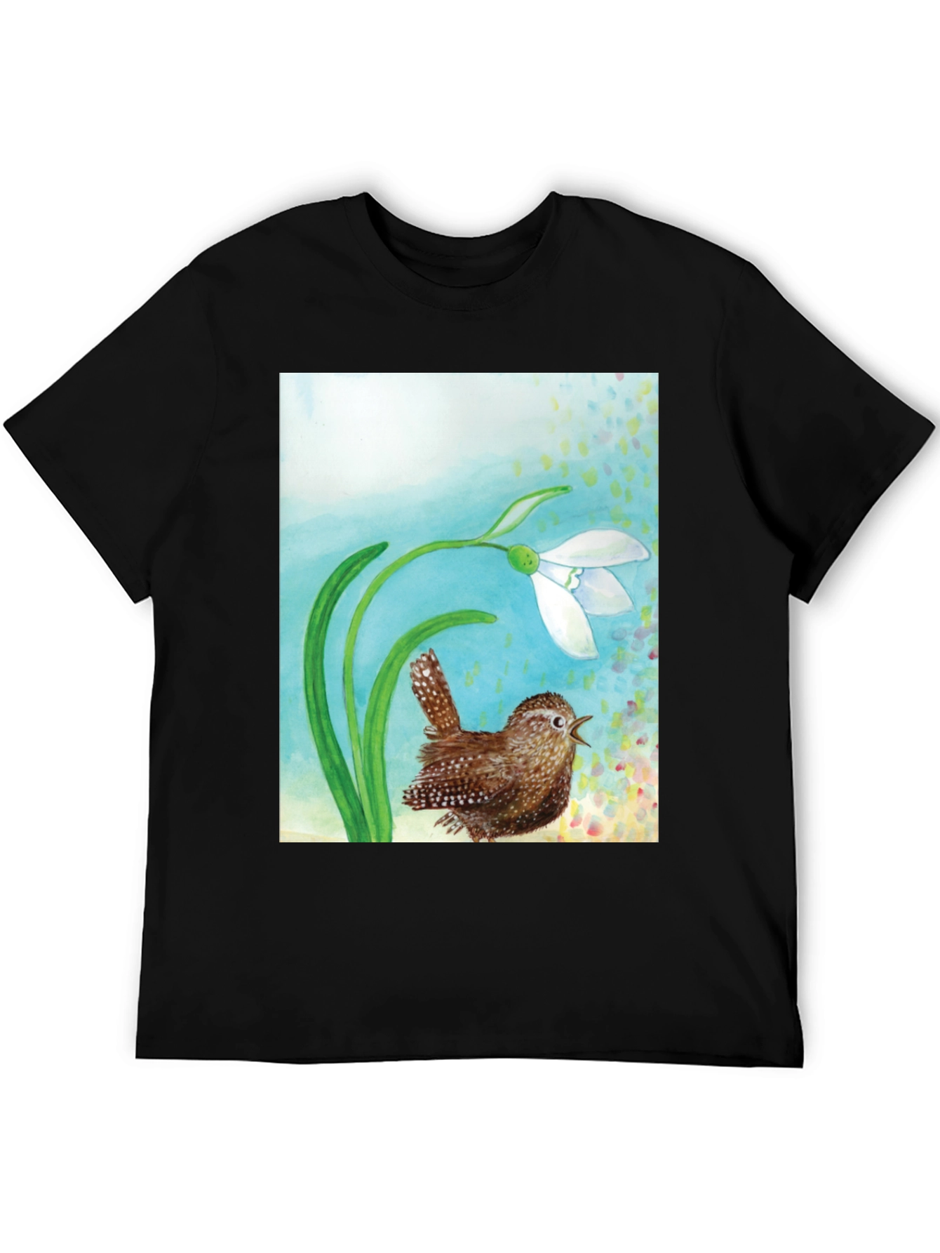 Black Snowdrop and Wren T-Shirt view 5