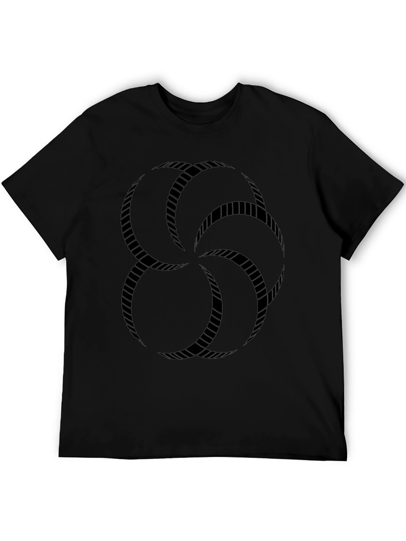 Black Black Graphic Tee - Geometric Rope Design view 5
