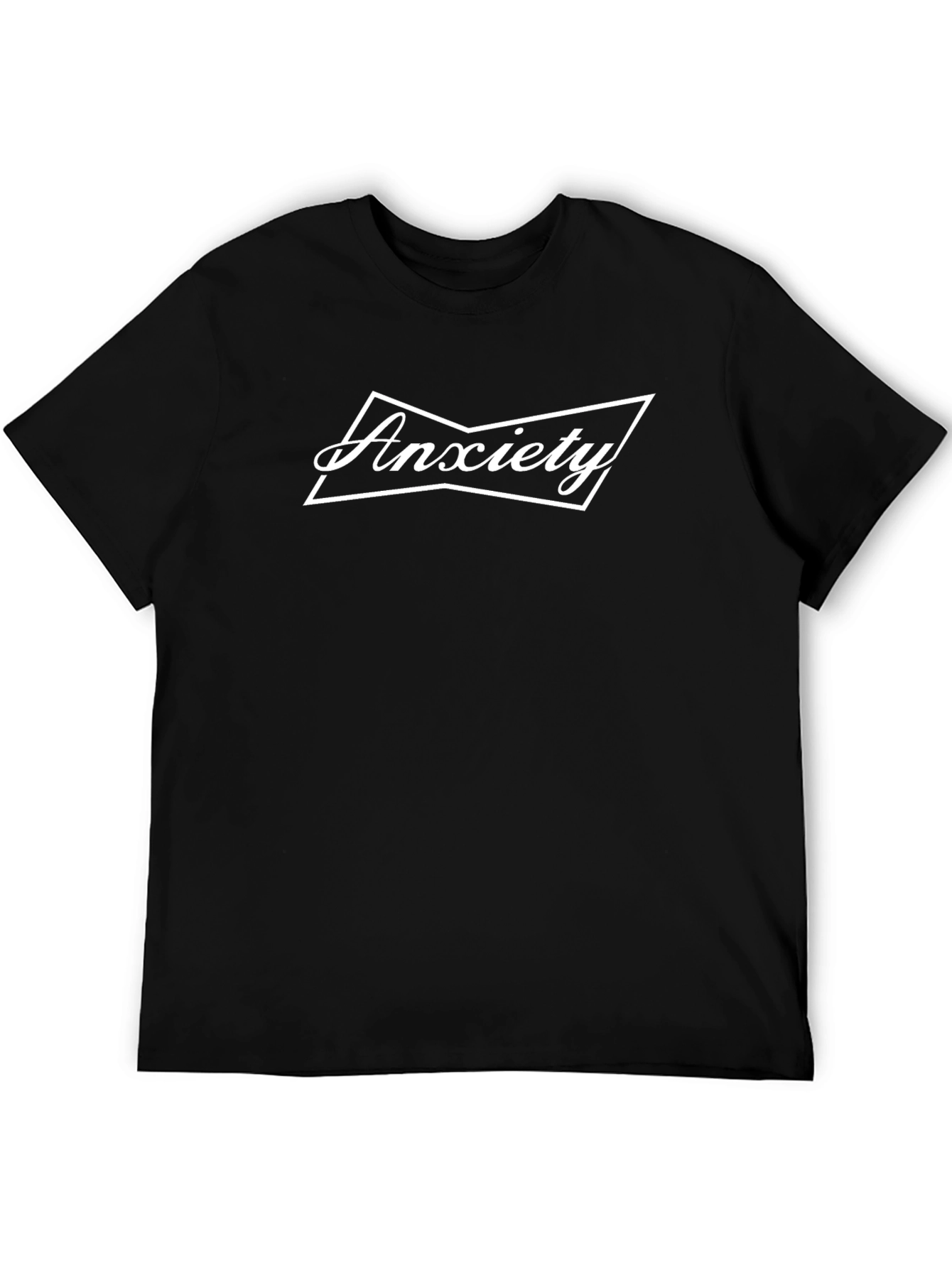 Black Anxiety Graphic T-Shirt - Black Crew Neck Tee view 5