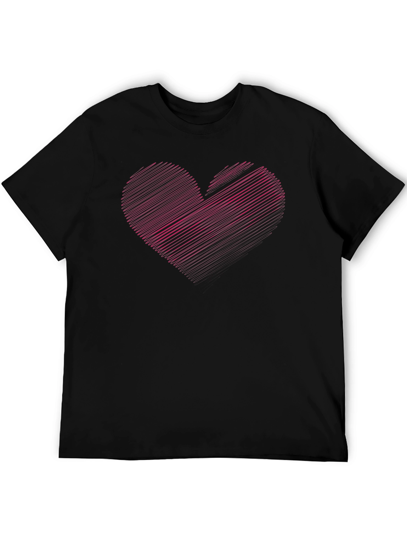 Black Heart Scribble Graphic Tee - Men's Casual Black T-Shirt view 5