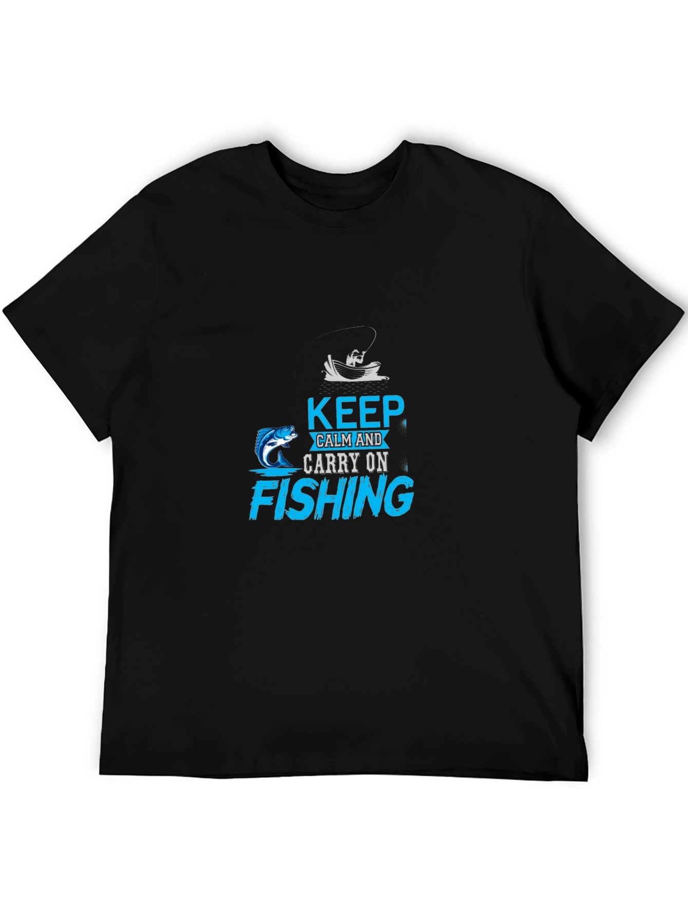 Black Keep Calm Fishing T-Shirt - Angler Gift view 5