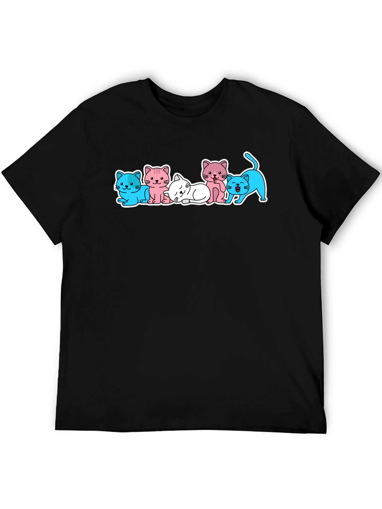 Black Cute Kitten Cartoon T-Shirt view 5