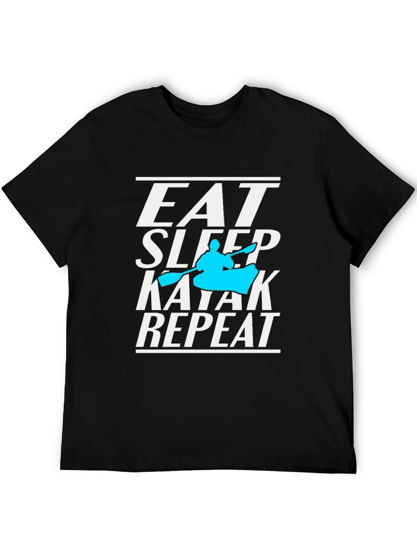 Black Eat Sleep Kayak Repeat T-Shirt, Kayaking Lover Tee view 5