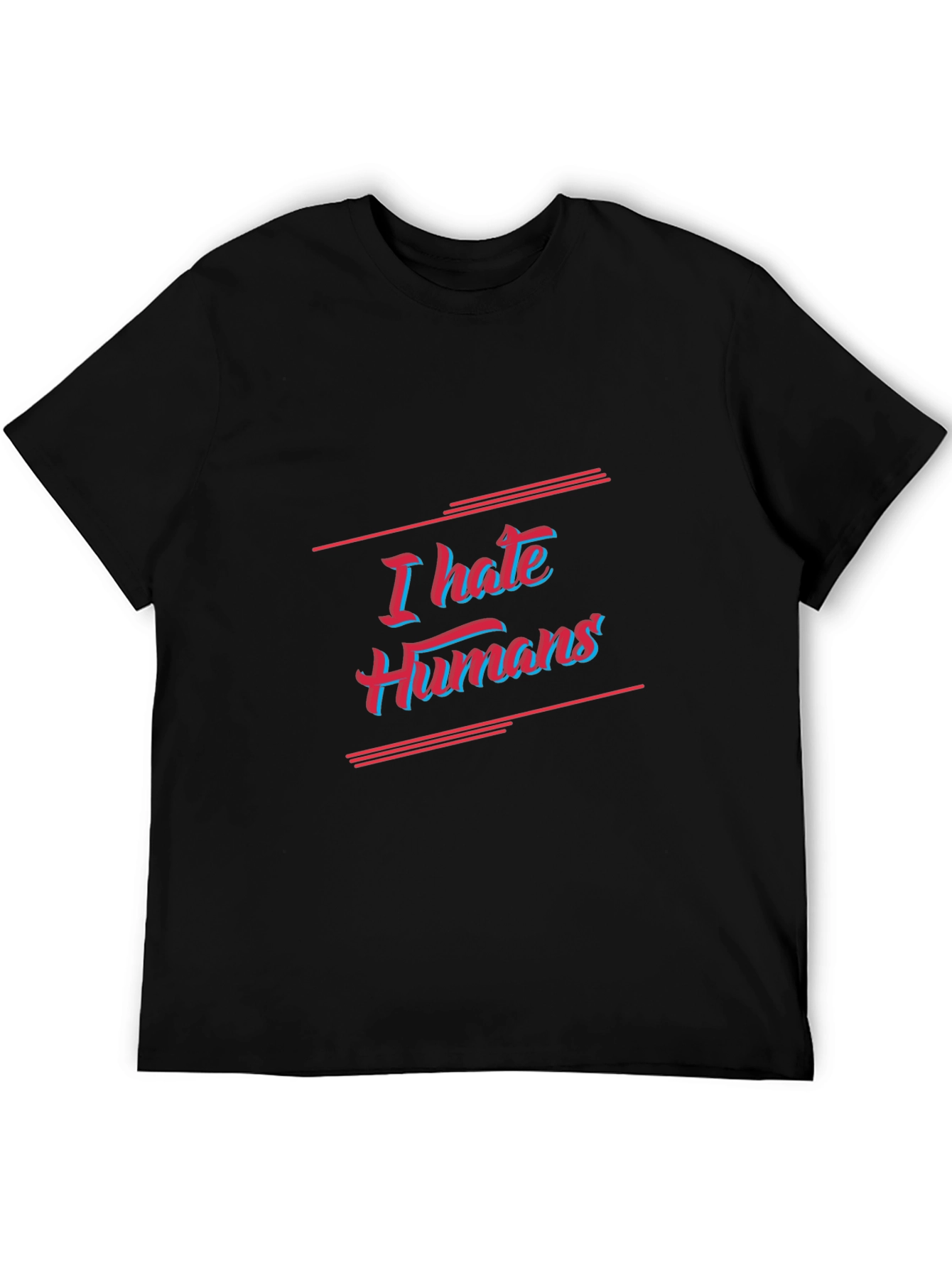 Black I Hate Humans Graphic Tee - Black Cotton T-Shirt view 5