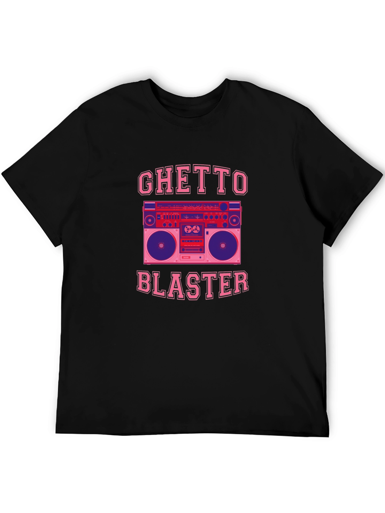 Black Ghetto Blaster Graphic Tee - Retro Boombox T-Shirt view 5