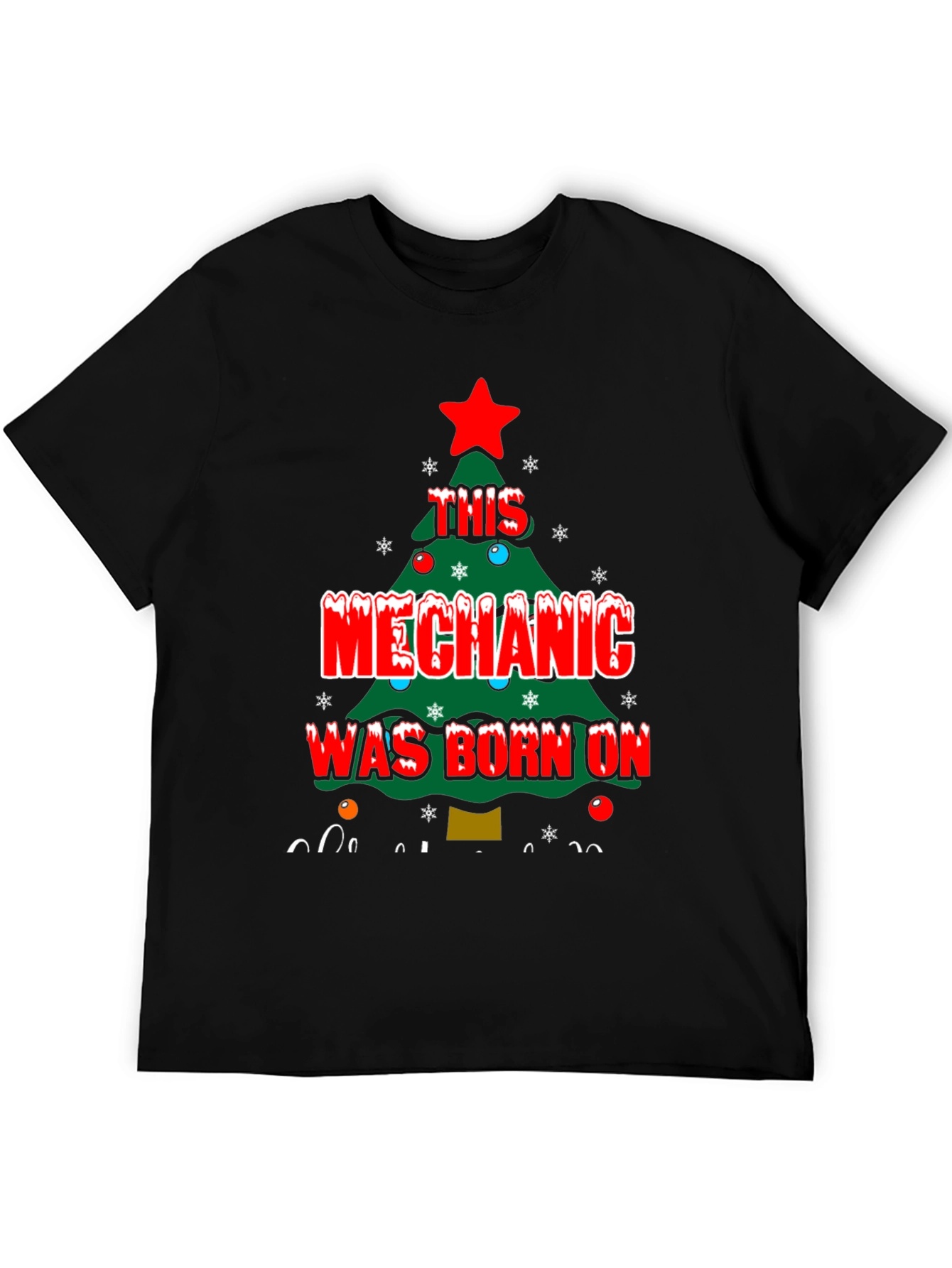 Black Mechanic Christmas Tree T-Shirt view 5