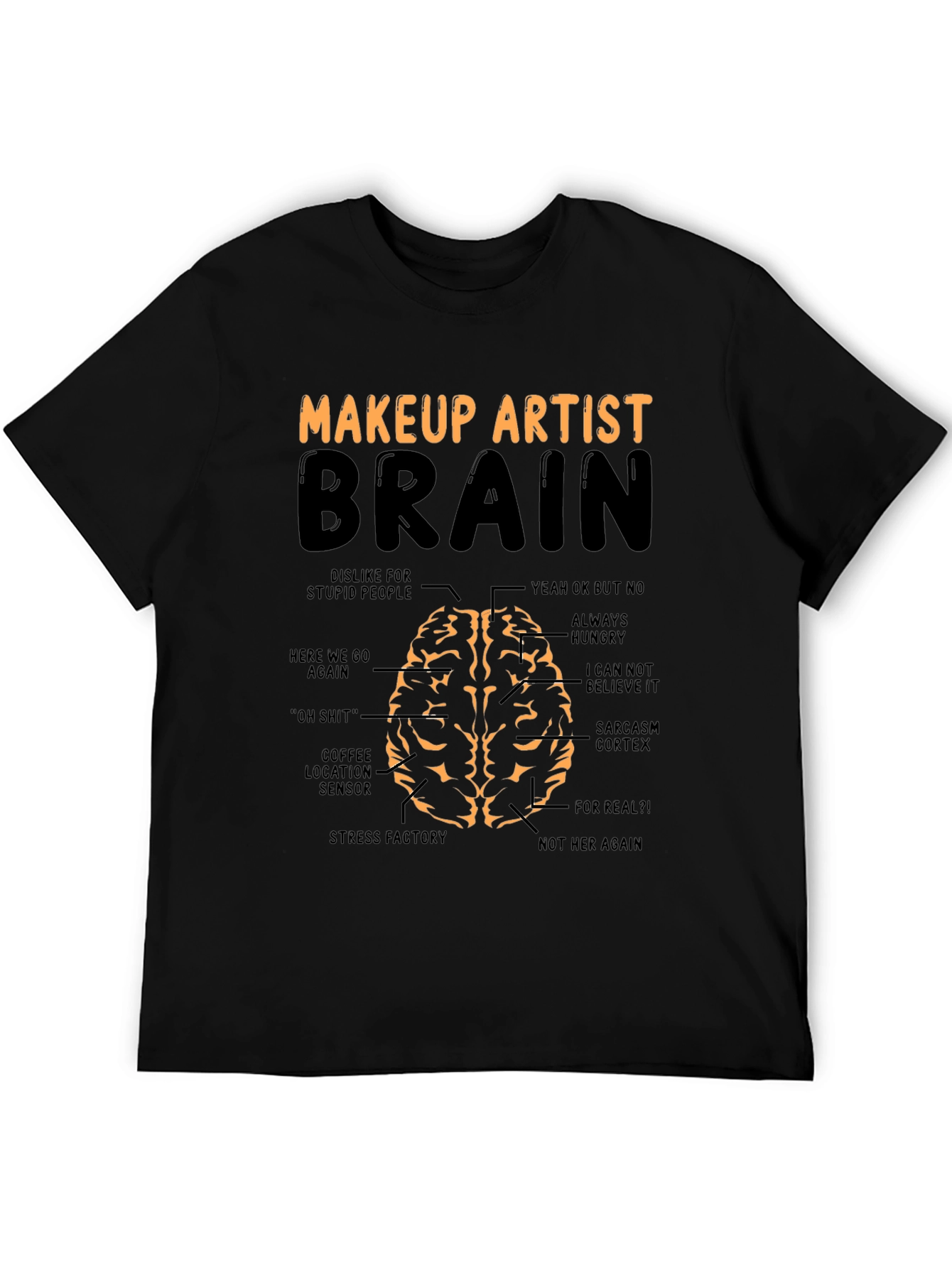 Black Makeup Artist Brain T-Shirt - Funny Gift for Stylists view 5