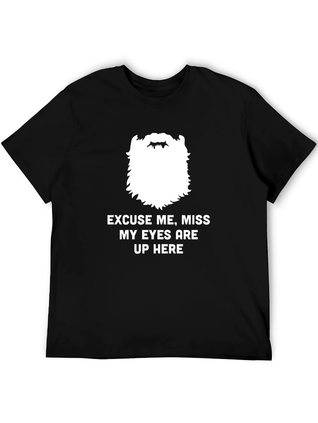 Black Funny Bearded Men's "Eyes Up Here" Graphic Tee view 5