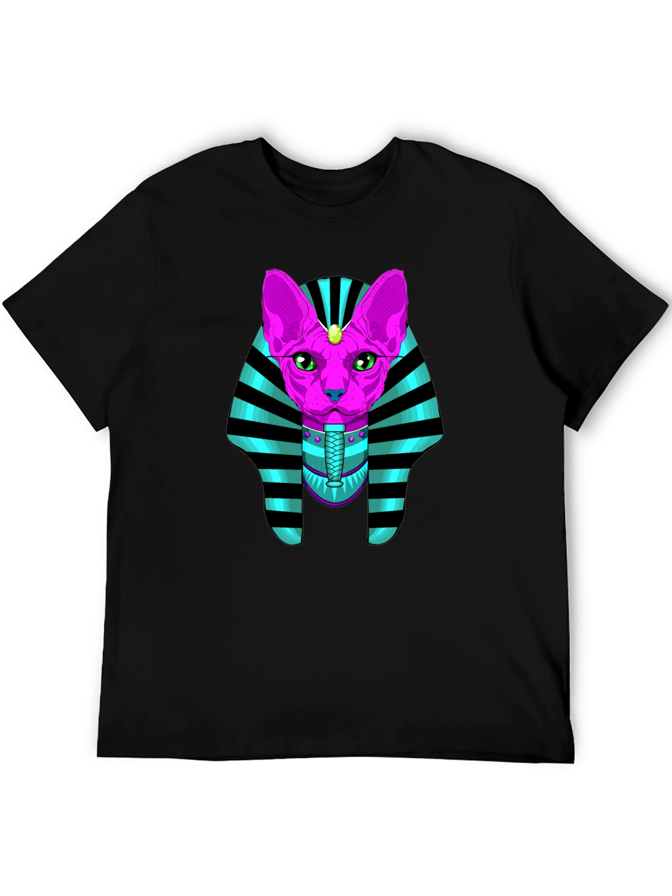 Black Egyptian Cat Pharaoh Graphic T-Shirt view 5
