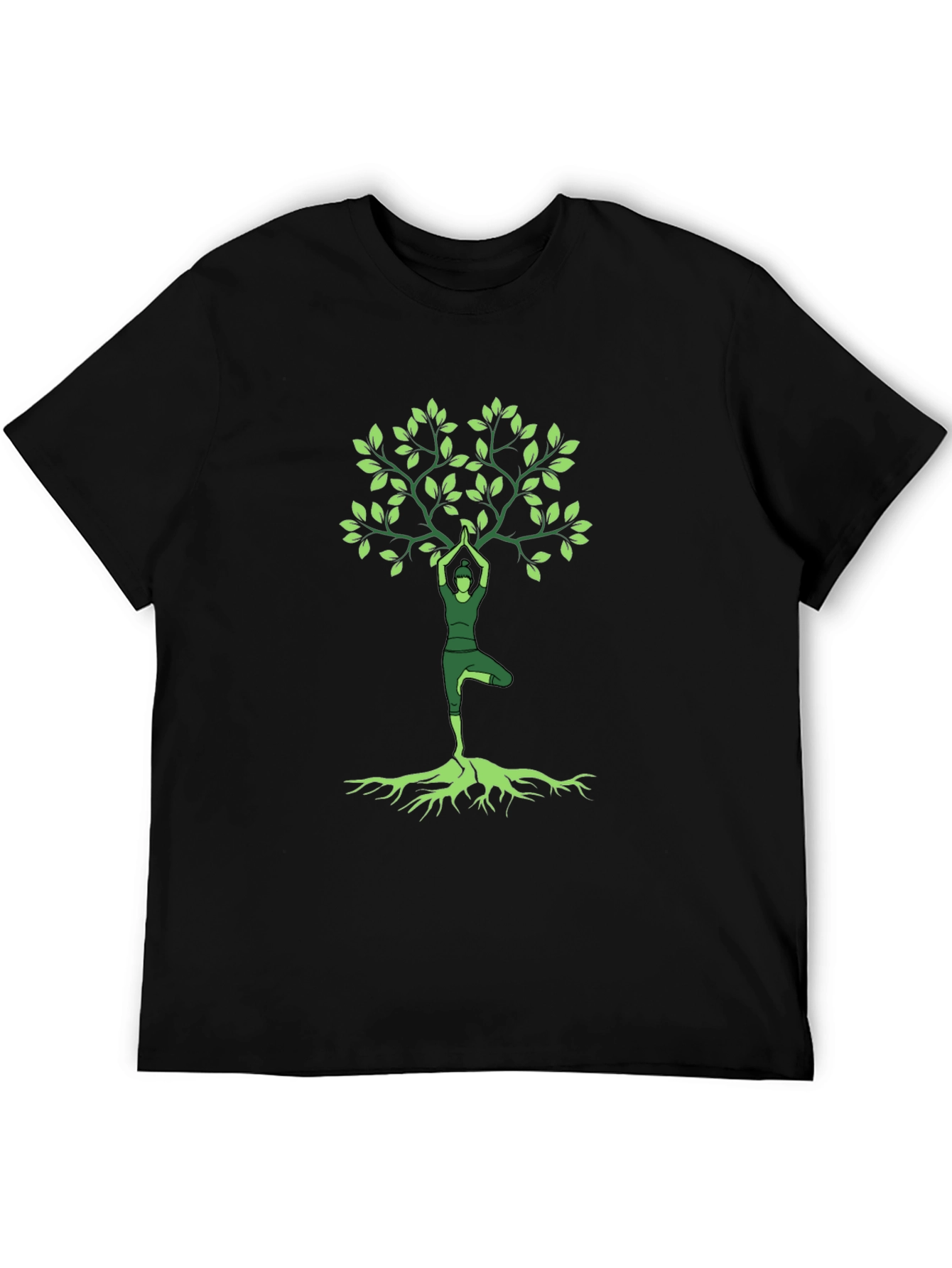 Black Yoga Tree Graphic Tee -  Nature Inspired Unisex Shirt view 5
