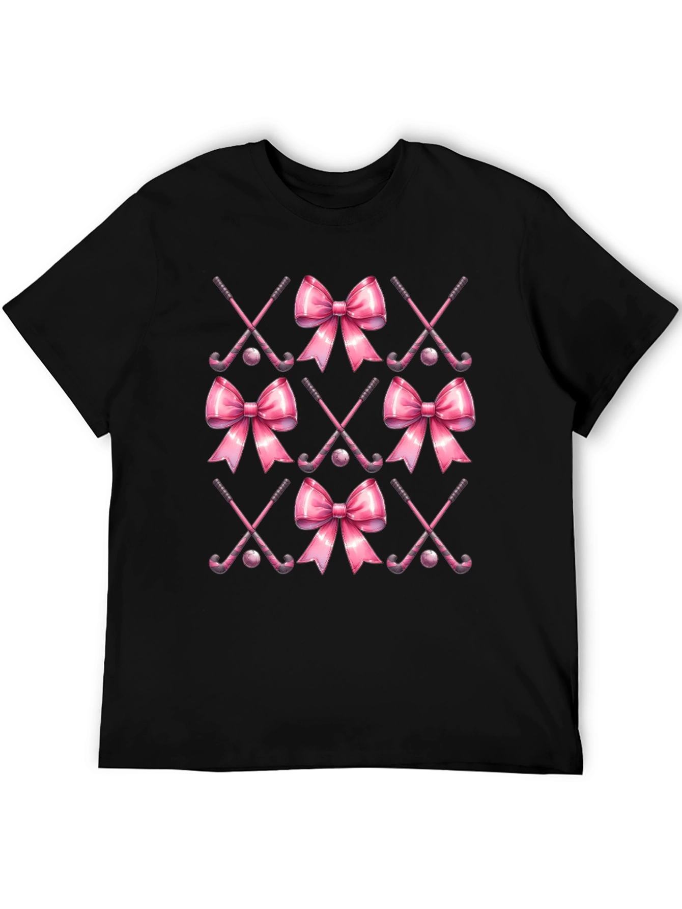 Black Pink Hockey Bow T-Shirt view 5