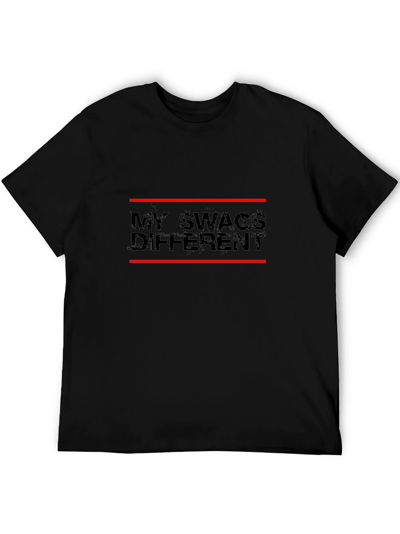 Black My Swag's Different Graphic Tee - Black Casual T-Shirt view 5