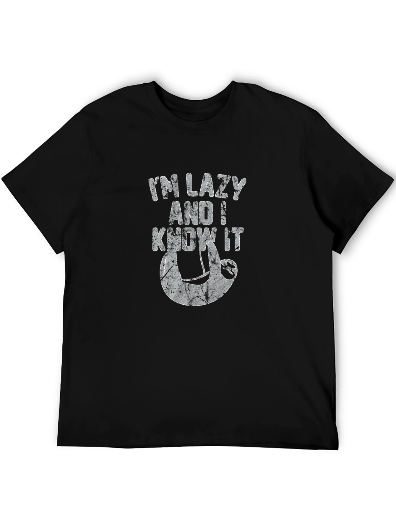 Black I'm Lazy and I Know It Sloth Graphic T-Shirt view 5