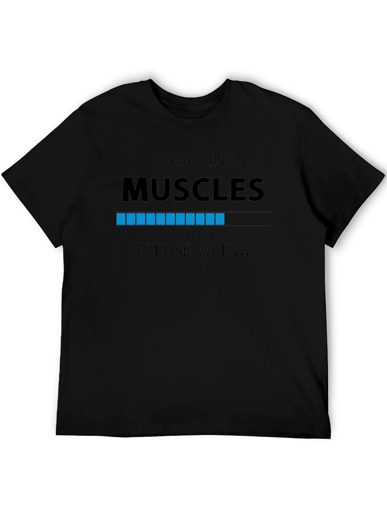 Black Installing Muscles Loading Bar Graphic T-Shirt view 5