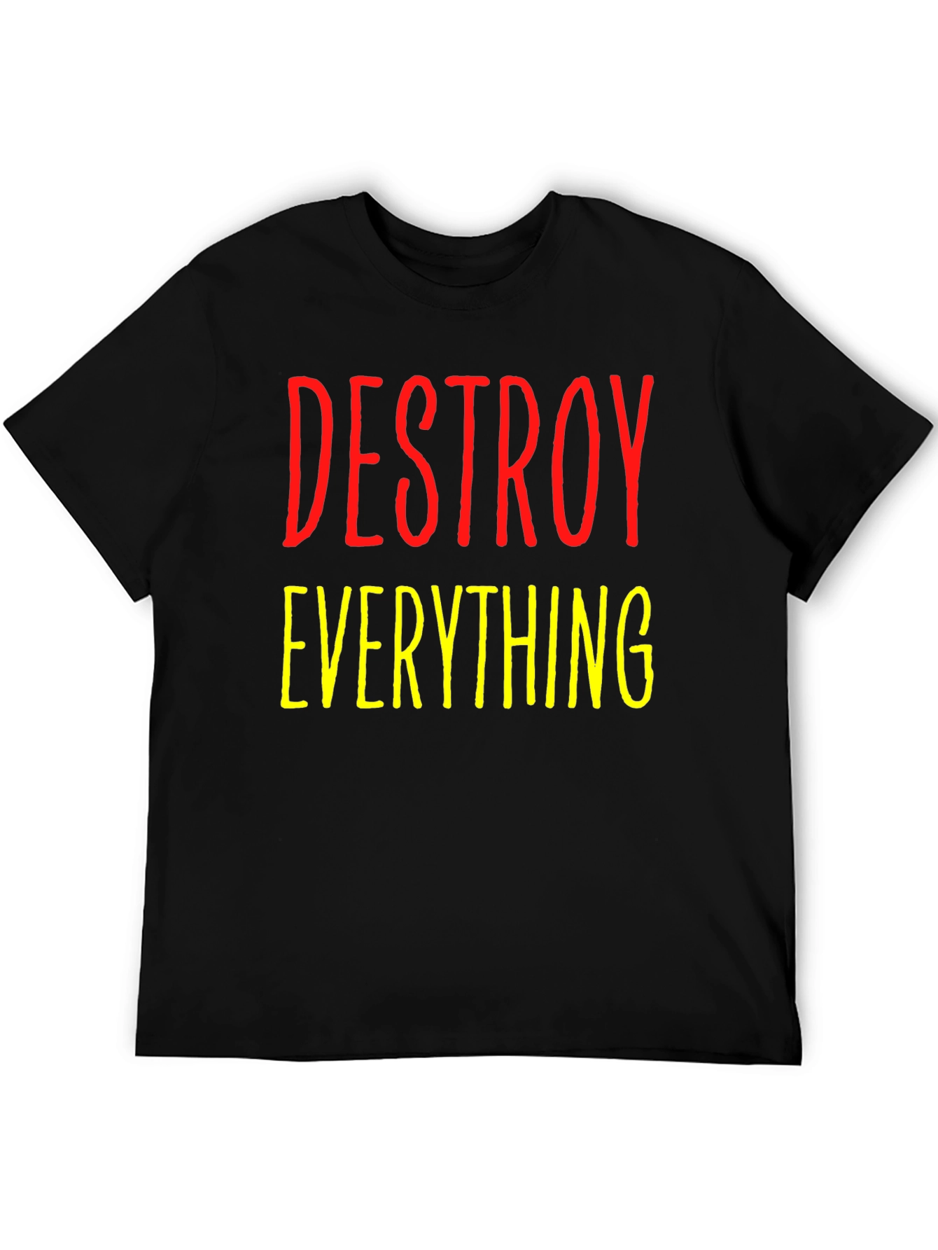 Black Destroy Everything Graphic Tee - Bold Statement Shirt view 5