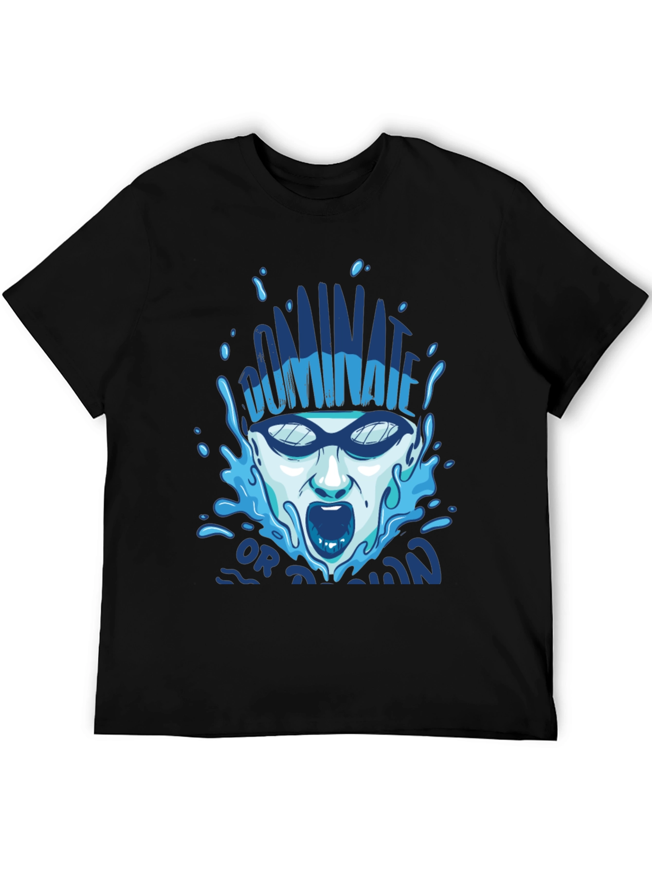 Black Dominate or Drown T-Shirt - Swimmer Graphic Tee view 5