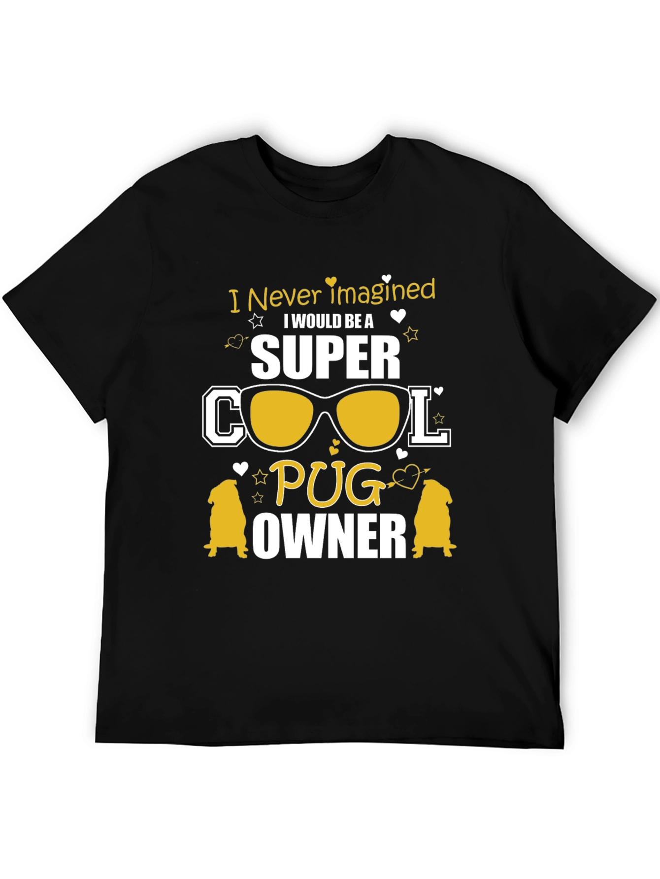 Black Super Cool Pug Owner Black T-Shirt view 5