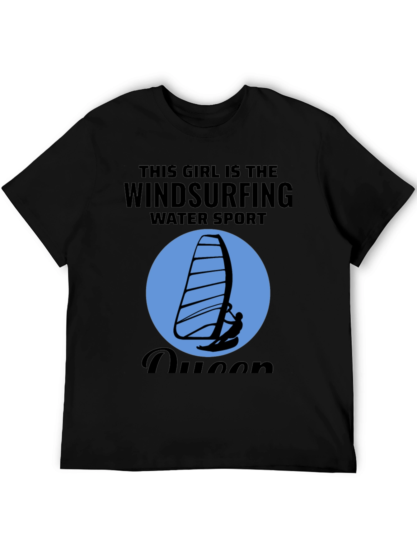 Black Windsurfing Queen T-Shirt - Water Sport Design view 5