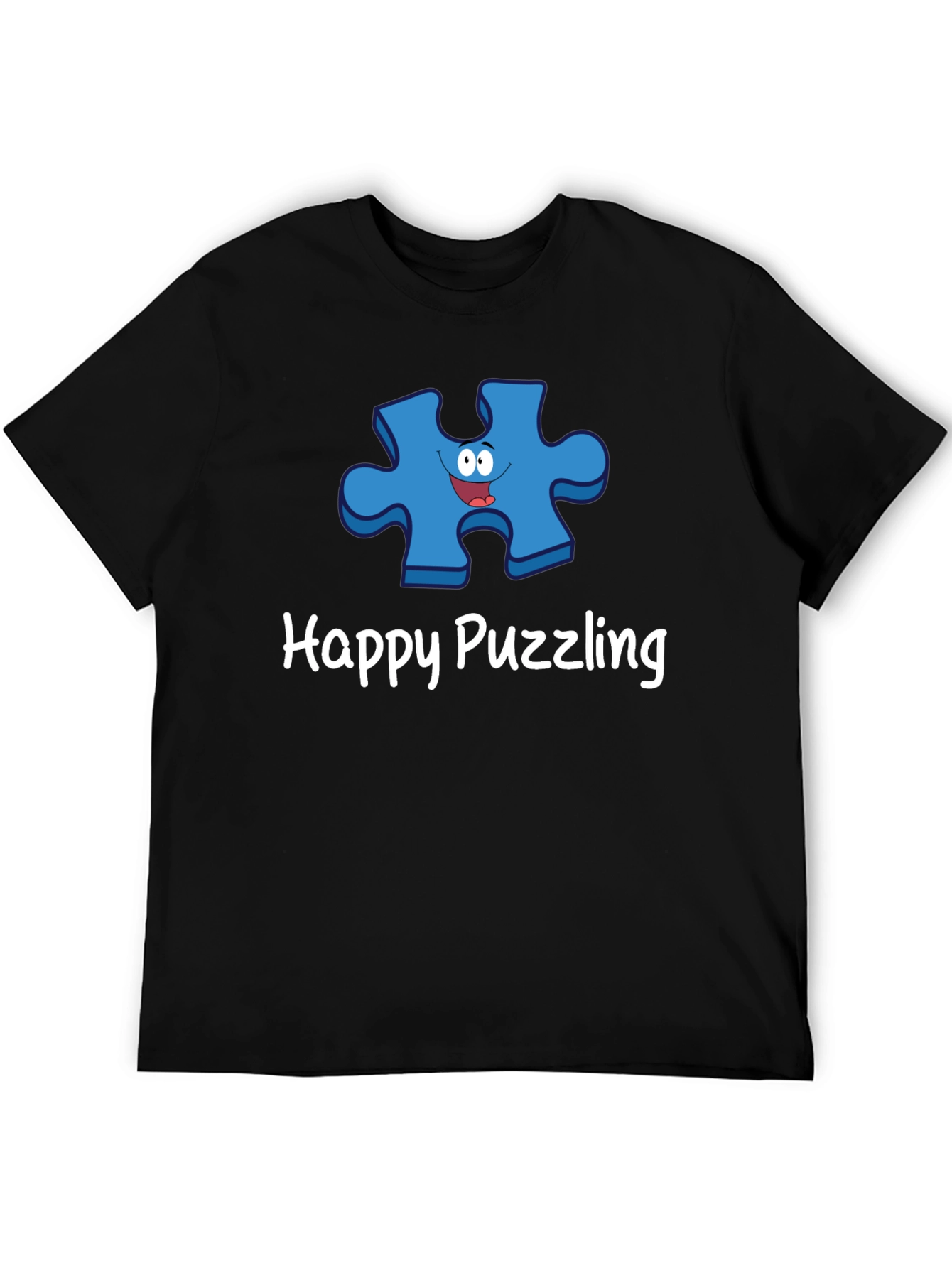Black Happy Puzzling Graphic T-Shirt view 5