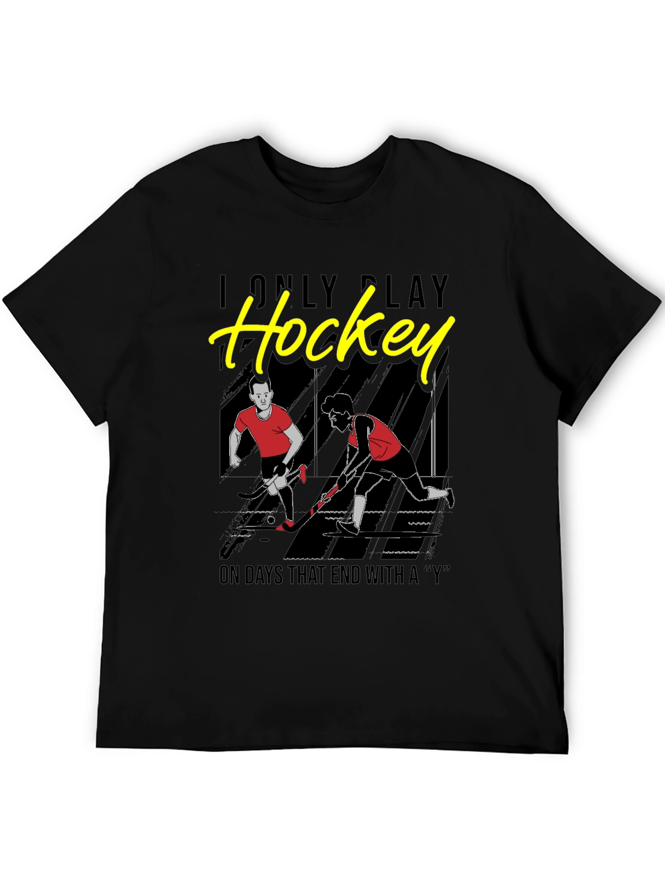 Black Funny Hockey Player Graphic T-Shirt view 5