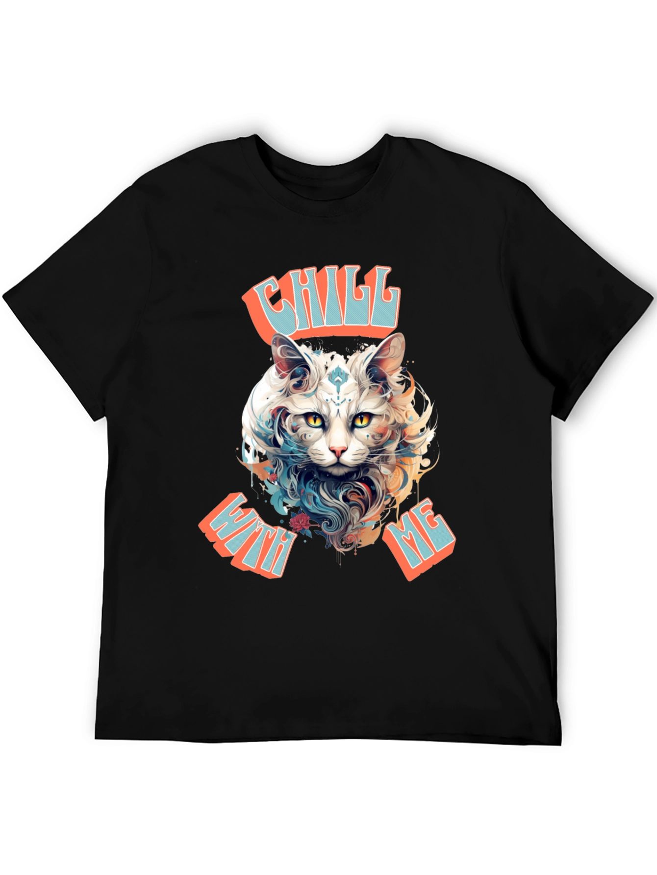 Black Chill With Me Cat Graphic Tee view 5