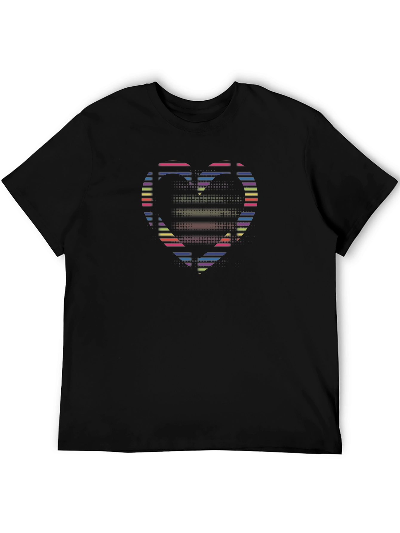 Black Retro Heart Graphic Black Tee view 5