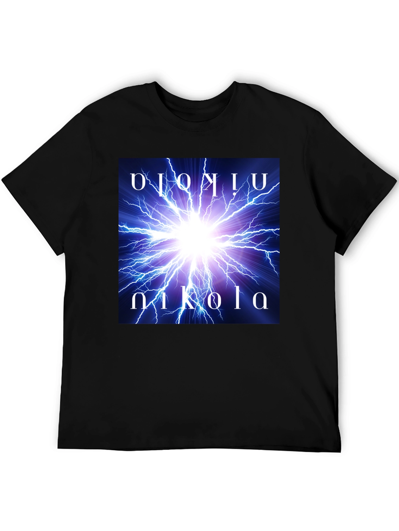 Black Nikola Tesla Lightning Bolt Graphic Tee view 5