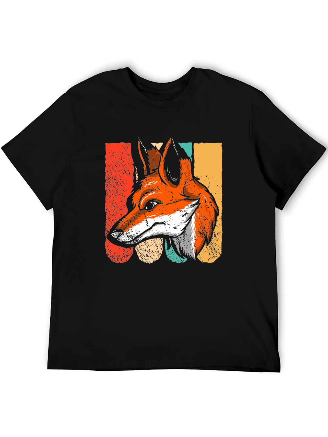 Black Retro Fox Graphic Tee - Cool Animal Design view 5