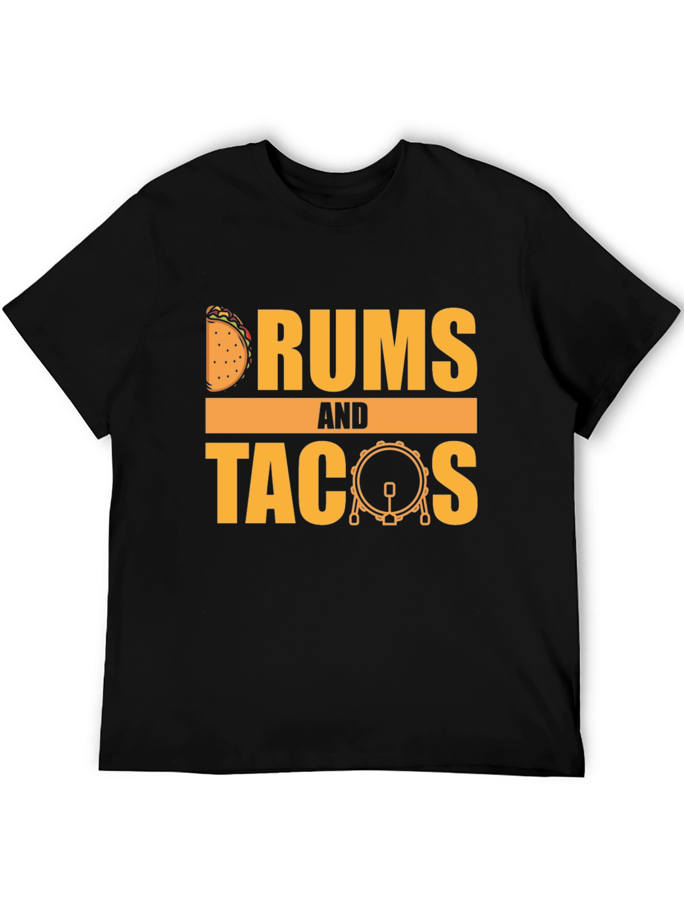 Black Drums and Tacos Graphic T-Shirt - Foodie Musician Tee view 5