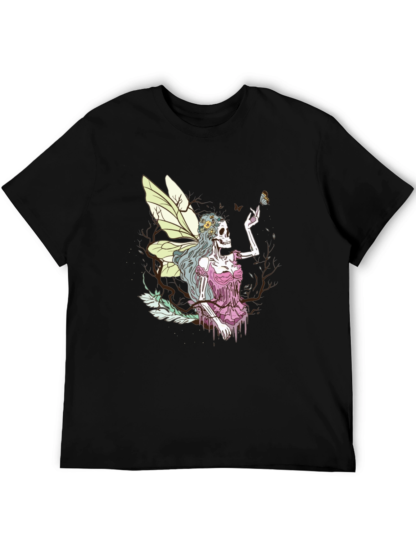 Black Grim Fairy T-Shirt - Skeleton Butterfly Graphic Tee view 5