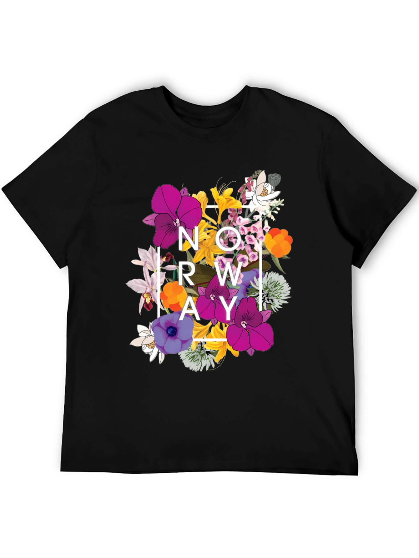 Black Floral Norway Graphic T-Shirt - Black view 5