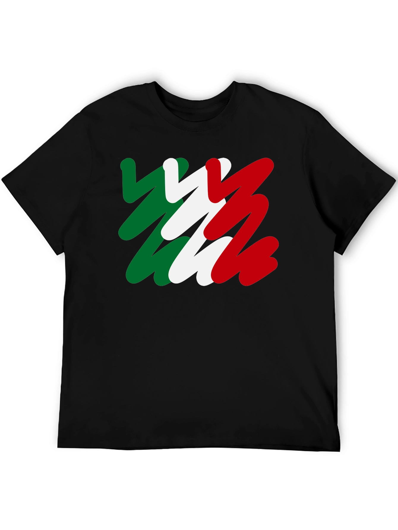 Black Italian Flag T-Shirt - Black Cotton Tee view 5