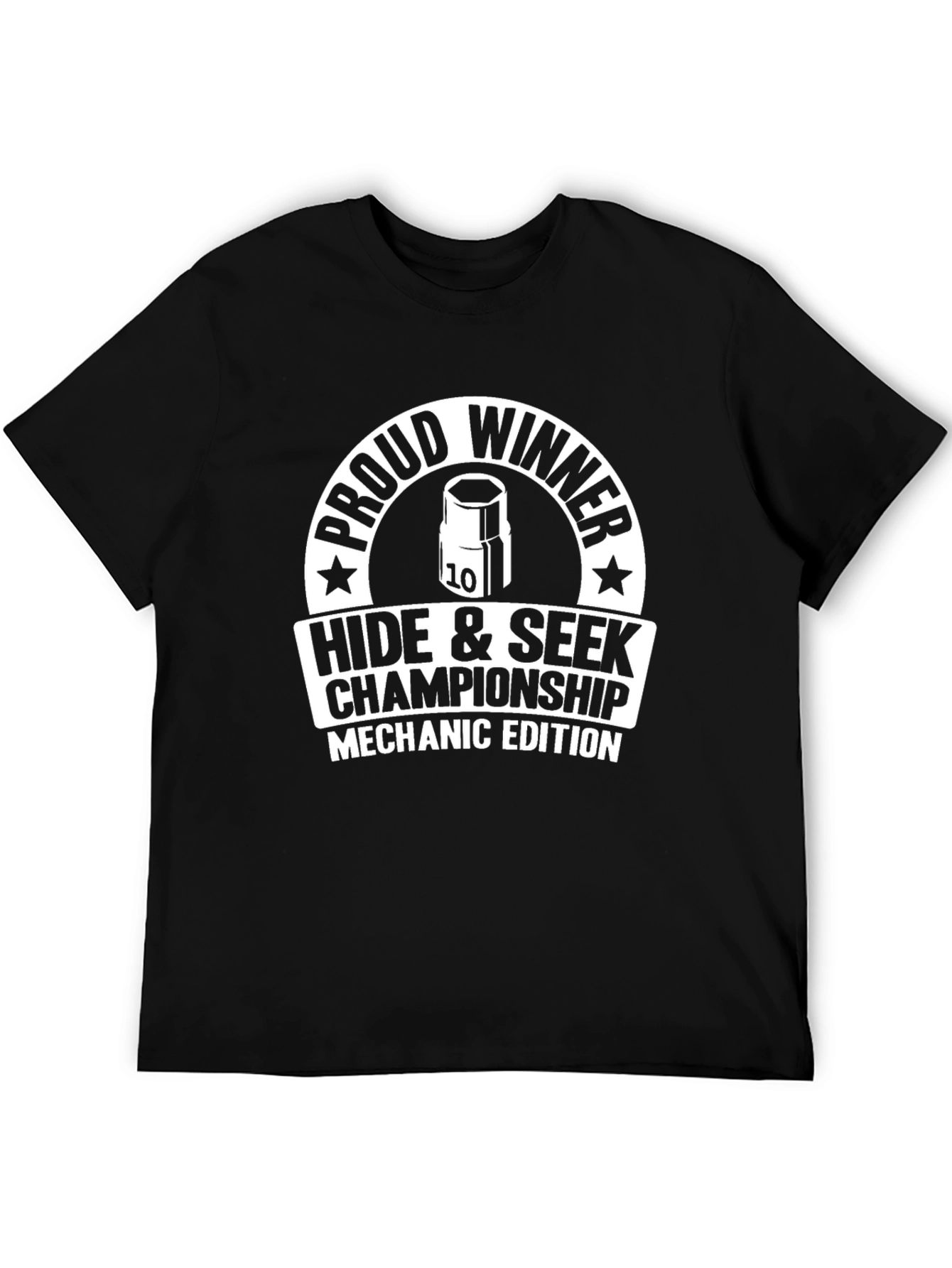 Black Mechanic Hide & Seek Champ T-Shirt view 5