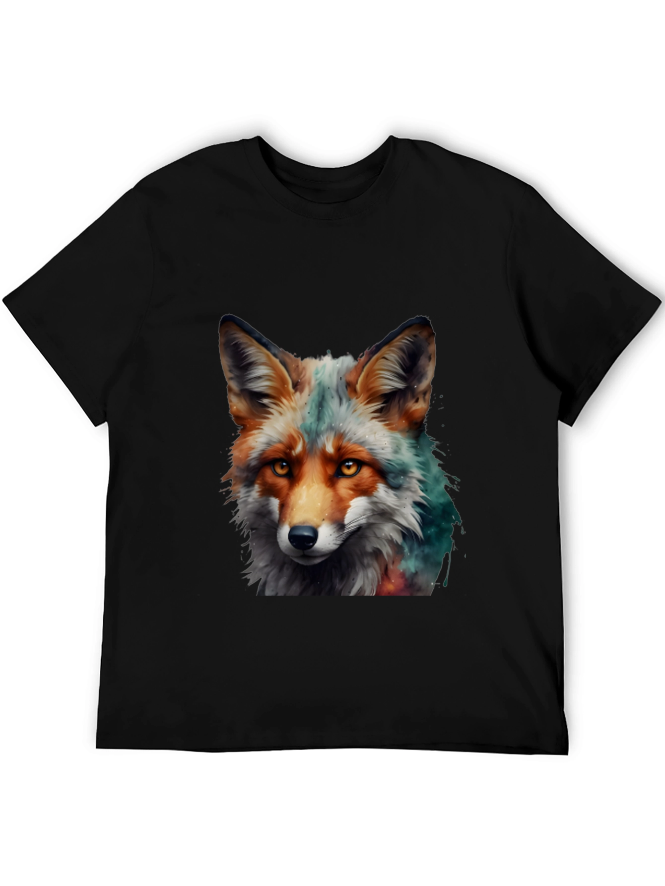Black Fox Art Print Tee - Stylish Animal Graphic T-Shirt view 5