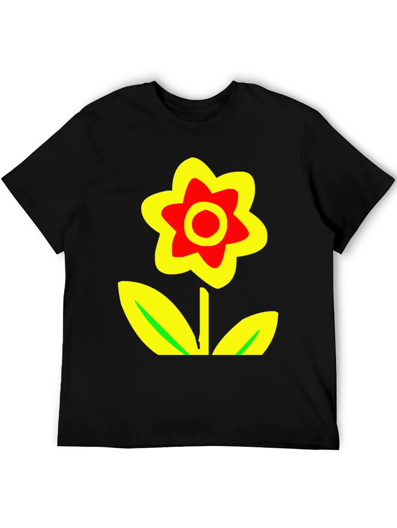 Black Bold Flower Graphic Tee - Black Cotton Blend view 5