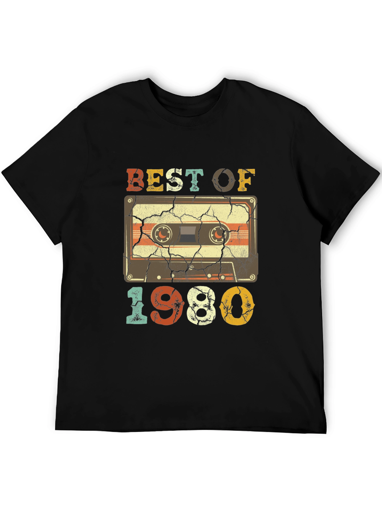 Black Best of 1980 Cassette Tape T-Shirt view 5