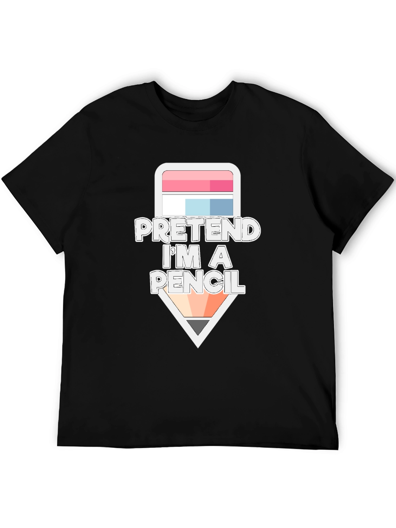 Black Pretend I'm a Pencil Funny Graphic T-Shirt view 5
