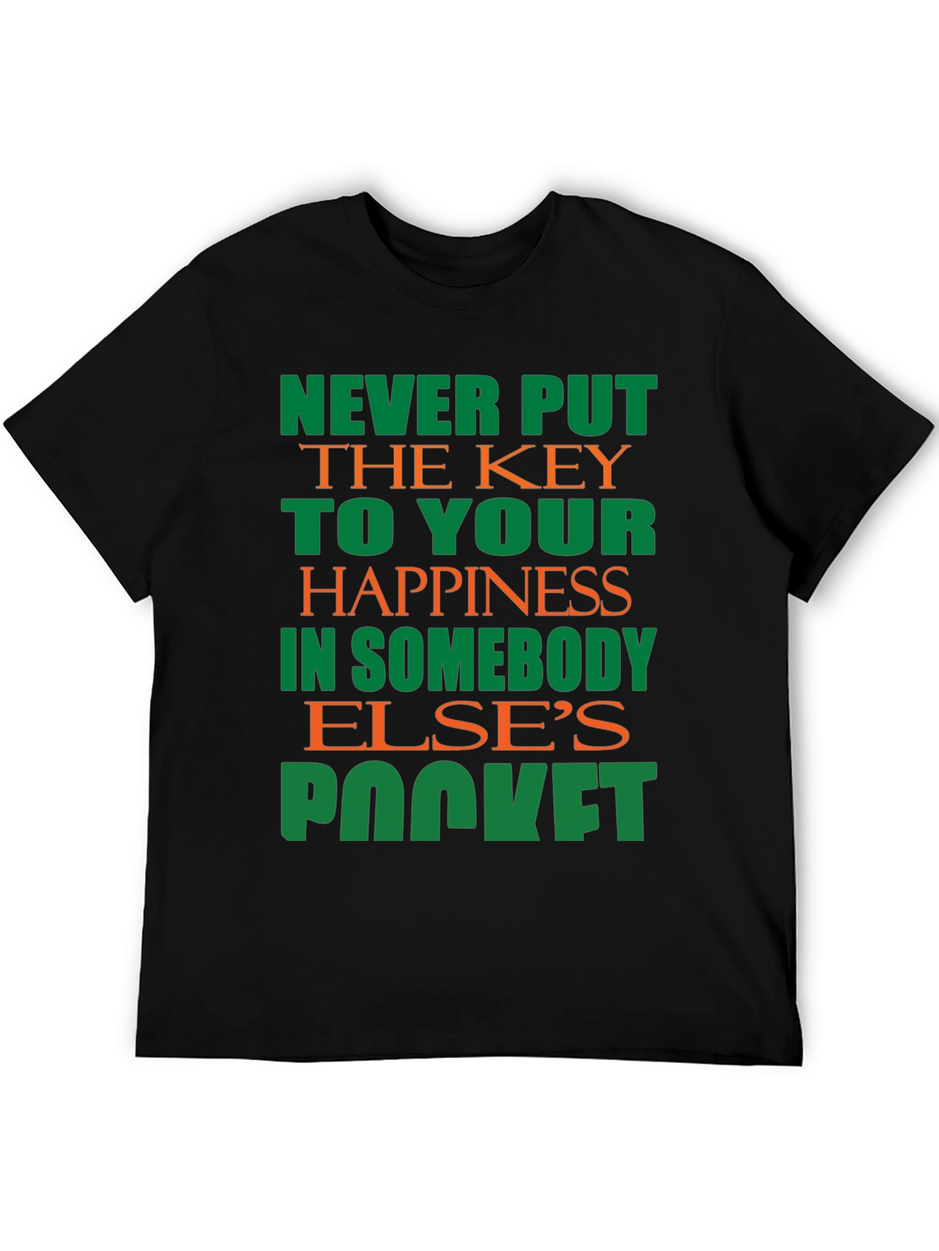 Black Motivational T-Shirt: Your Happiness, Your Key view 5
