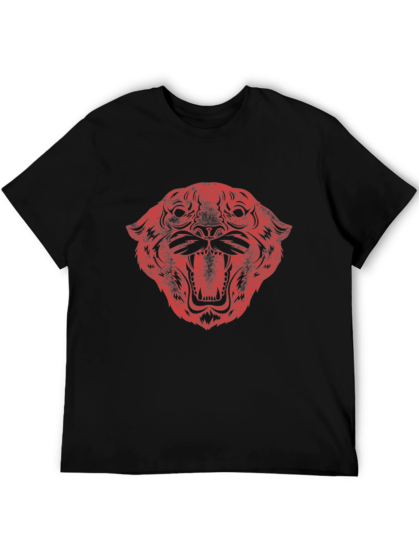 Black Red Tiger Graphic Print Black T-Shirt view 5