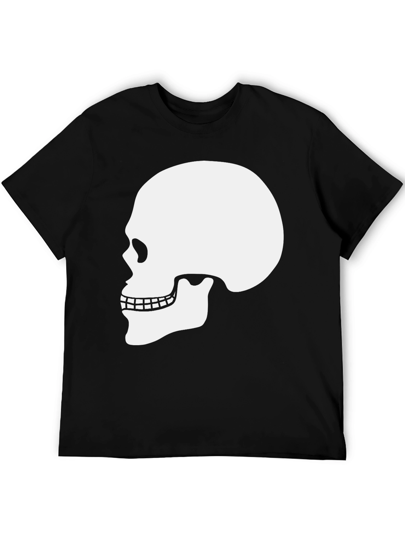 Black Skull Graphic Tee - Black Cotton T-Shirt view 5