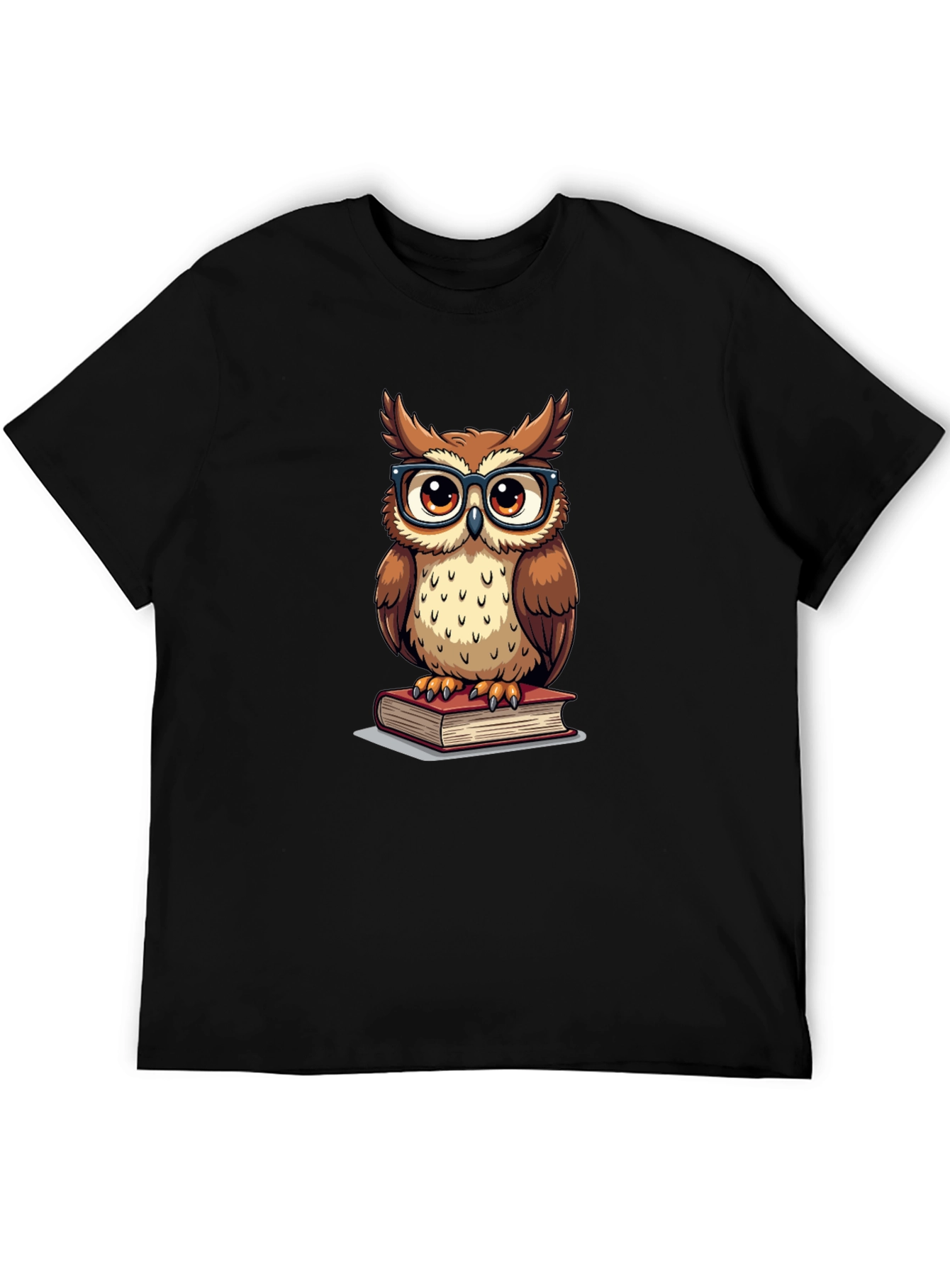Black Owl Reading Book Graphic T-Shirt view 5